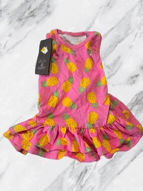Small Pink Pineapple Ruffle Dog Dress
